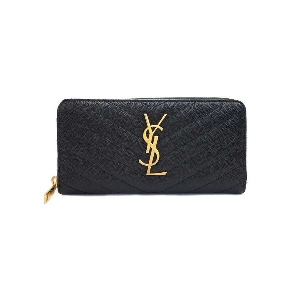 SAINT LAURENT Paris Monogram Full Zip Wallet Round Long